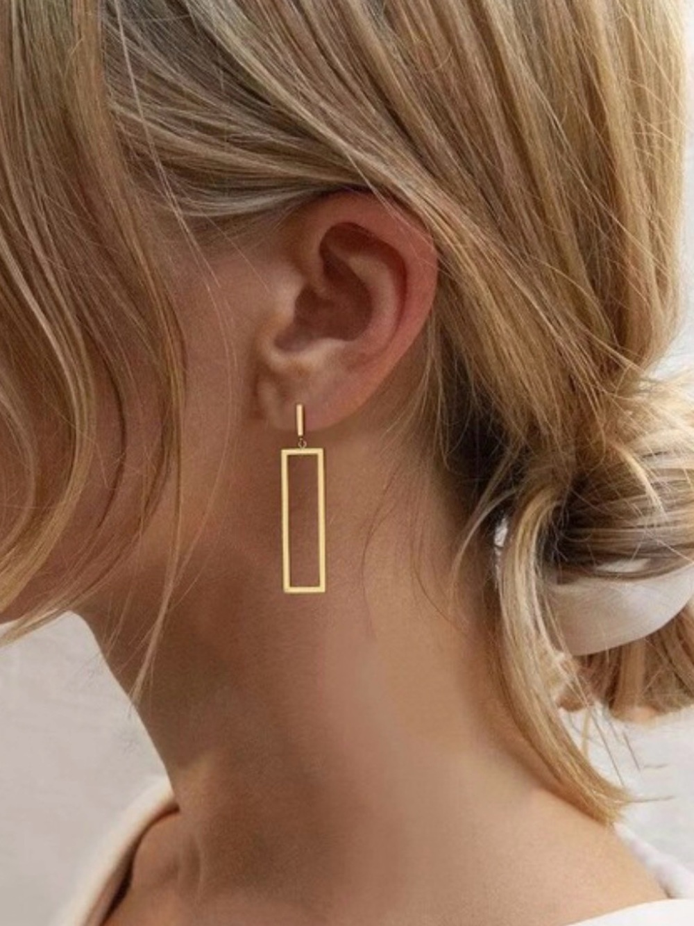 Modern Gold Rectangle Drop Earrings